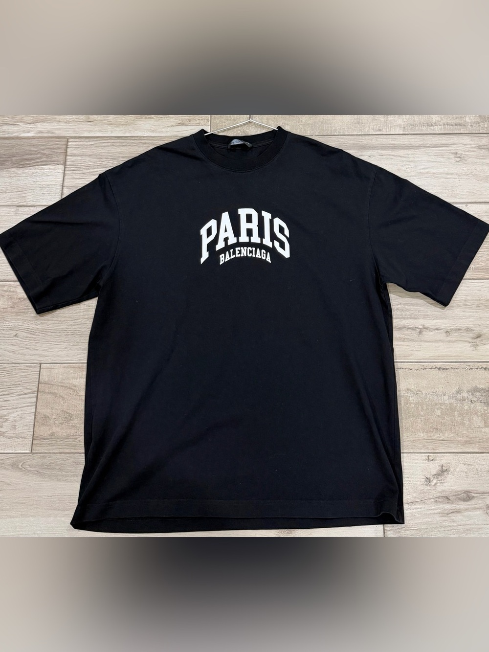 Balenciaga Black Tee with White PARIS Logo
